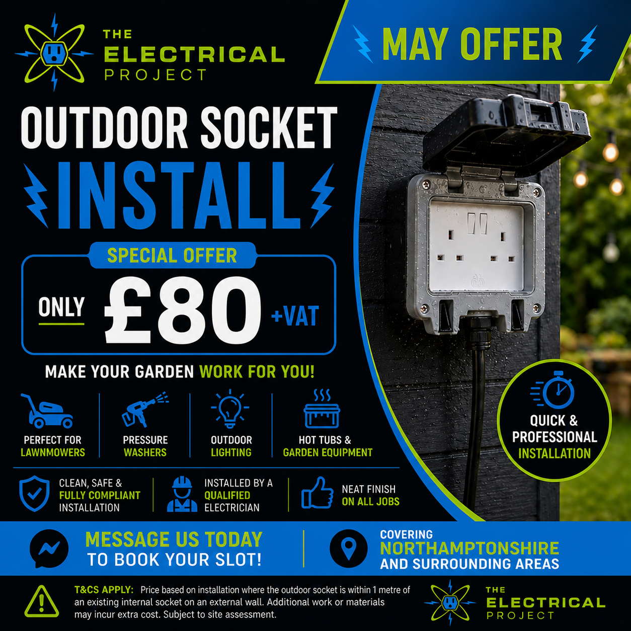 Outdoor socket install May offer from The Electrical Project